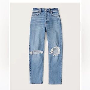 Abercrombie | Dad High Rise Jean Medium Ripped Wash - 27/4